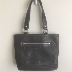 Black Leather Coach Tote